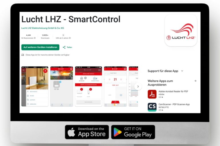 App control for electric heaters made by Lucht LHZ with the SmartControl app