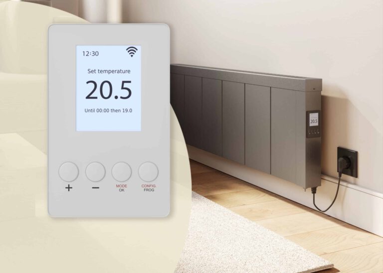 Smart thermostat with large colour display and intuitive button operation for electric heaters manufactured by Lucht LHZ